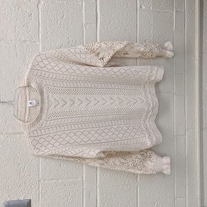 Crochet Lace Boho Ruffle Baggy sleeves crew neck sweater size Medium hippie